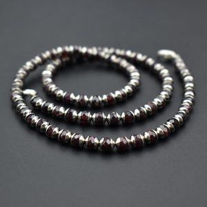 Dainty burgundy garnet necklace, unusual tiny gemstone crystal choker